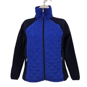 L-RL Lauren Ralph Lauren Active Jacket Women Petite XS Blue Fleece Heritage Prep